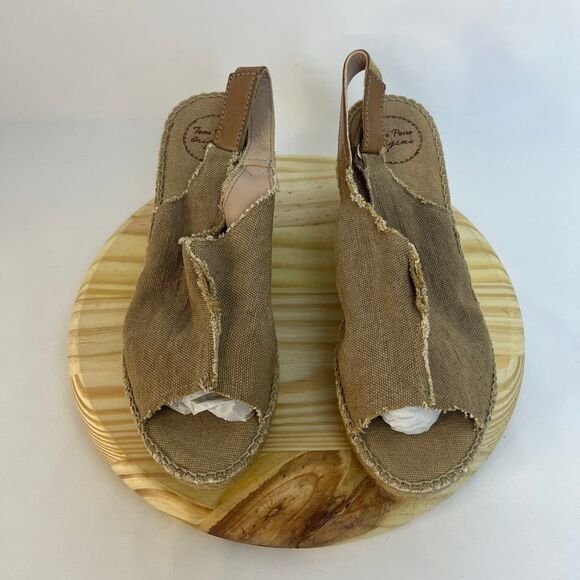 Toni Pons 'Lugano' Espadrille Wedge Sandal in Tobacco Fabric | Size US 9 - Picture 1 of 9